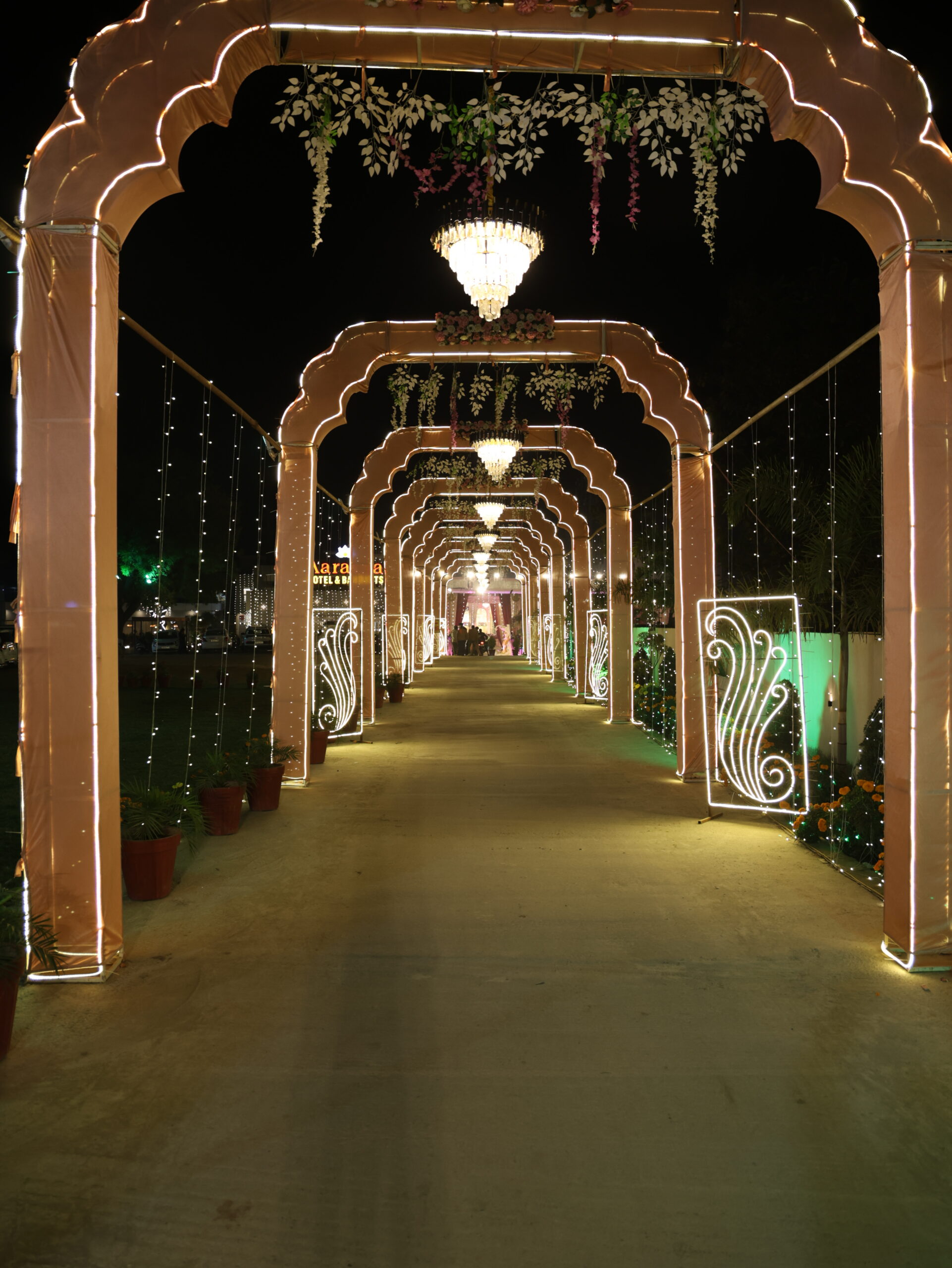 Baraat procession / entry gate lit up