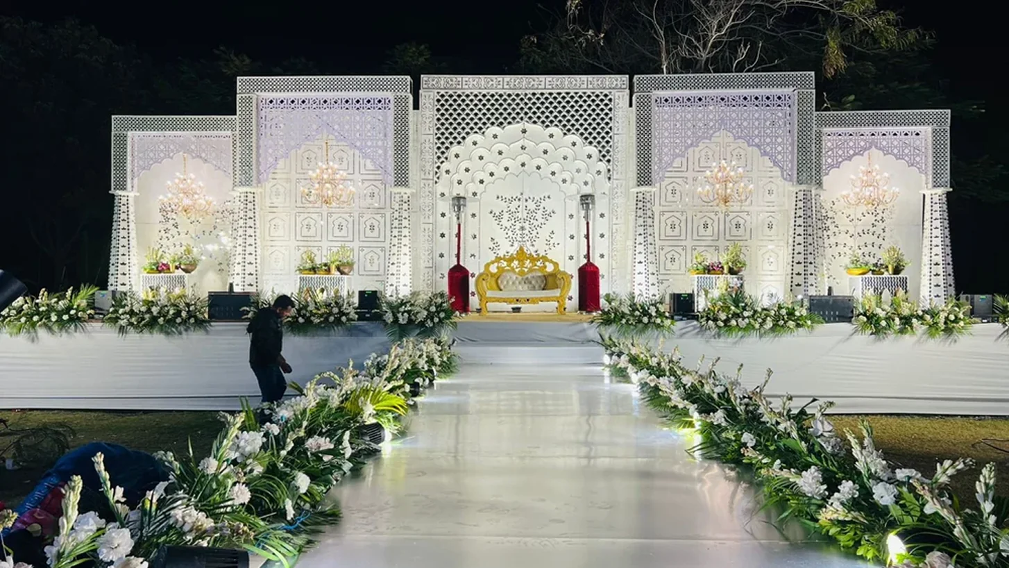 Wedding lawn — night reception setup